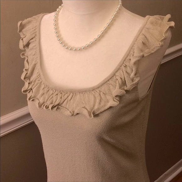 White House Black Market Tops - WHBM Gold Knit Tank w/ Ruffle